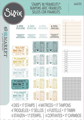 Sizzix A5 Clear Stamps w/Framelits Die Forever Journal Essentials by 49 and Market in Kuwait