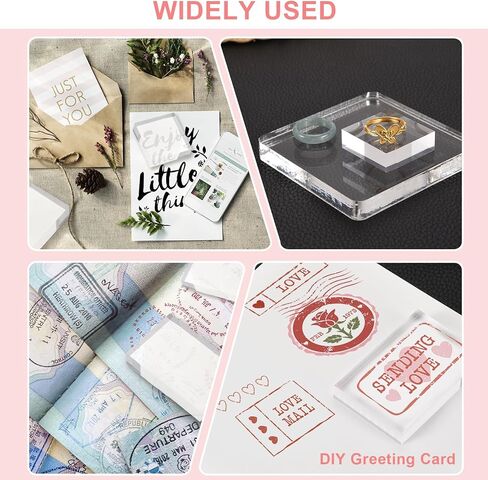 PATIKIL Acrylic Stamp Block, 4 Pack Clear Stamping Block Decorative Mounting Blocks Set Rectangle for Wedding Flat Lay Photography Props Scrapbooking DIY Crafts Cards, 3" x 3" in Kuwait