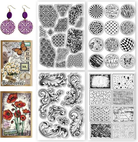 4 Sheets 4 Styles Vintage Candles Pattern Clear Stamps Vintage Crowns Silicone Stamp Seal Transparent Stamps for DIY Scrapbooking and Card Making Paper Craft Decor, 6.3x4.3 Inch in Saudi Arabia