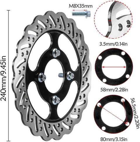 240mm 9.45" Front Brake Disc Rotor with Bolts for Motorcycle Dirt Pit Bike 16"-19" Wheels ATV Quad UTV Go Kart 125cc 150cc 160cc 200cc 250cc 300cc 350cc in Kuwait