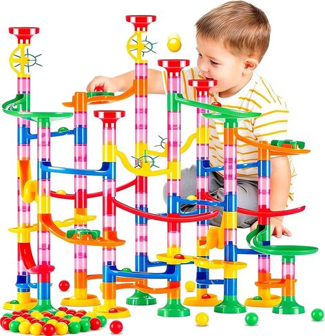 Marble Run for Kids - 133 PCS Construction Building Blocks Toys with Plastic Marbles, Maze Marble Track STEM Educational Toy, Birthday Gifts for Boys and Girls in Saudi Arabia