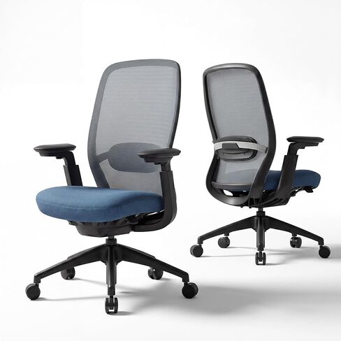COLAMY Aether Executive Office Chair for Long Hours, One-Touch Easy Adjust Managerial Desk Chair with Levitating Seat Cushion & Pilot-Level Sync Armrests, 300 LBS Mid Back Mesh Computer Chair,Black in Kuwait