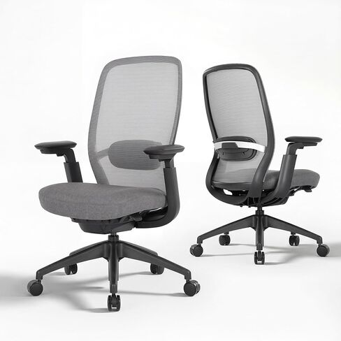 COLAMY Aether Executive Office Chair for Long Hours, One-Touch Easy Adjust Managerial Desk Chair with Levitating Seat Cushion & Pilot-Level Sync Armrests, 300 LBS Mid Back Mesh Computer Chair,Black in Saudi Arabia