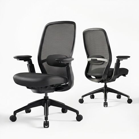 COLAMY Aether Executive Office Chair for Long Hours, One-Touch Easy Adjust Managerial Desk Chair with Levitating Seat Cushion & Pilot-Level Sync Armrests, 300 LBS Mid Back Mesh Computer Chair,Black in Saudi Arabia