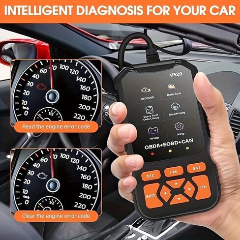 Professional V520 OBD2 Scanner – Advanced Car Diagnostic Tool with Live Data, Check Engine Reset, ABS/SRS Scan, Mode 6 & 8, Oxygen Sensor & Battery Test – Works with All Cars 1996+ (OBDII/EOBD) in Saudi Arabia