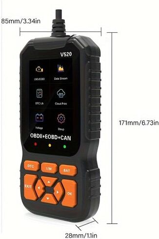 Professional V520 OBD2 Scanner – Advanced Car Diagnostic Tool with Live Data, Check Engine Reset, ABS/SRS Scan, Mode 6 & 8, Oxygen Sensor & Battery Test – Works with All Cars 1996+ (OBDII/EOBD) in Saudi Arabia