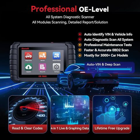 iCarsoft CR MAX 2026 Version Bidirectional Scan Tools Full System Diagnosis 49 Services All Active Test OBD2 Scanner Diagnostic Tool Car Code Reader ECU Coding CAN FD Free Update for 10000+ Vehicles in Kuwait