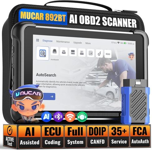 MUCAR 892BT AI Bi-Directional OBD2 Scanner, Full System OBD2 Scanner Diagnostic Tool,35 Services,ECU Coding,FCA Autoauth,CANFD&DOIP,for Car Owners, DIYer, Technicians, Inspectors, Trainees and Others in Saudi Arabia
