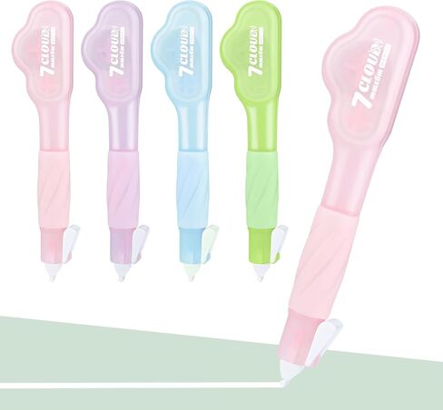 Temiary 4 Pack Correction Tape Pen, 0.27 in x 78.7 Ft White Smooth Pull Out Tape Pens for Writing, Tear Resistant Easy to Use Applicator for Instant Corrections School Office Supplies (Morandi) in Kuwait