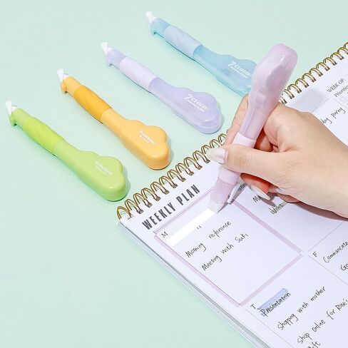 Temiary 4 Pack Correction Tape Pen, 0.27 in x 78.7 Ft White Smooth Pull Out Tape Pens for Writing, Tear Resistant Easy to Use Applicator for Instant Corrections School Office Supplies (Morandi) in Kuwait