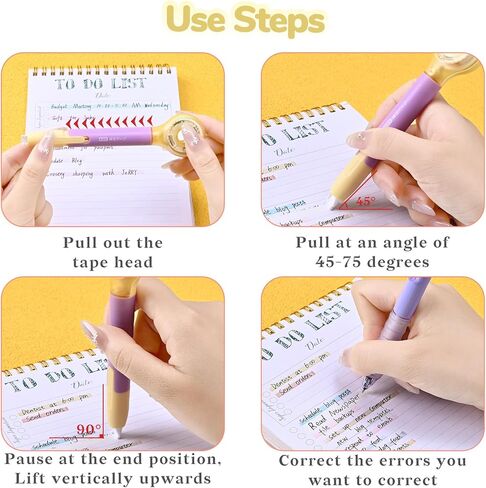 Temiary 4 Pack Correction Tape Pen, 6M/256" x 0.2" White Smooth Pull Out Tape Pens, Quick Dry Easy to Use Applicator for Instant Corrections Study and Office Supplies (Macaron) in Kuwait
