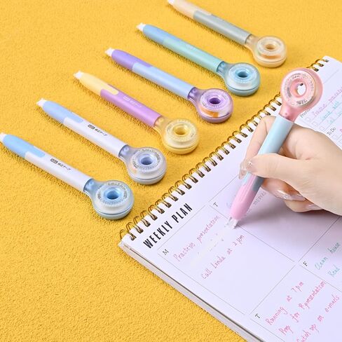 Temiary 4 Pack Correction Tape Pen, 6M/256" x 0.2" White Smooth Pull Out Tape Pens, Quick Dry Easy to Use Applicator for Instant Corrections Study and Office Supplies (Macaron) in Kuwait