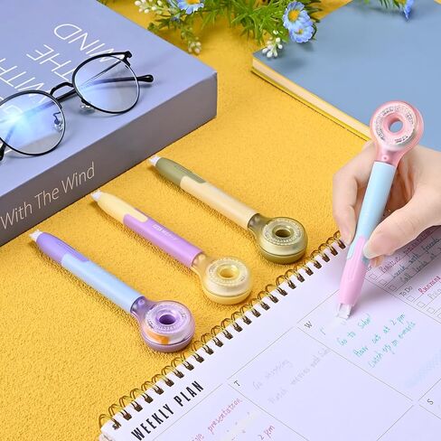 Temiary 4 Pack Correction Tape Pen, 6M/256" x 0.2" White Smooth Pull Out Tape Pens, Quick Dry Easy to Use Applicator for Instant Corrections Study and Office Supplies (Macaron) in Kuwait
