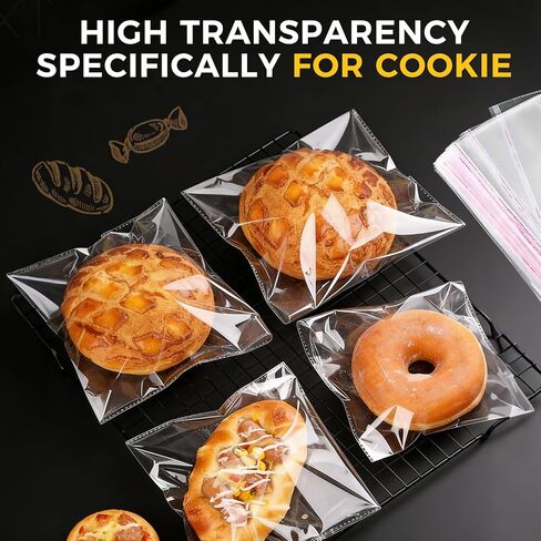 250 Pcs Cookie Bags,4×6 Inches Clear Self Sealing Cellophane Bags, Clear Cookie Bag For Candy,Packaging Cookies, Gifts ＆ Product Display in Saudi Arabia