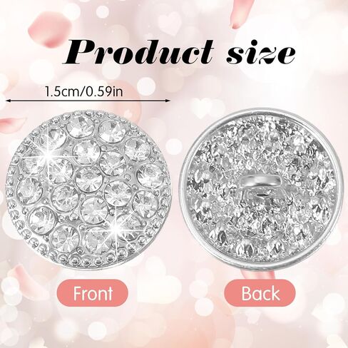 12pcs Rhinestone Buttons for Clothing, Silver Buttons for Clothing, Crystal Sew on Button for Women Clothes Wedding Bridal Clothes, DIY Crafts Decorations Supplies in Kuwait