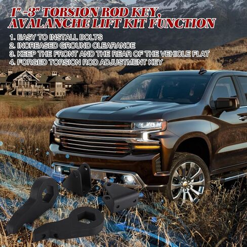 طقم تسوية 1-3 بوصة مع دعامات تمديد الصدمات متوافقة مع Chevy/Silverado 2001-2010/متوافقة مع GMC/Sierra 1500HD 2500 2500HD 3500 3500HD 2WD 4WD 8 مفاتيح قضبان الالتواء in Kuwait