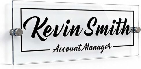 Custom Acrylic Office Door Sign, Personalized Name Plate with Logo, Wall Mounted Executive Plaque for CEO & New Job Gift (Black) in Kuwait