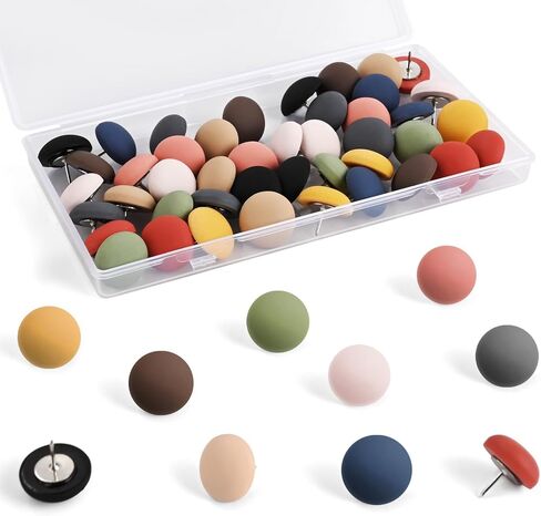 50Pcs Cute Decorative Push Pins for Bulletin Board, Thumb Tacks for Cork Board, Colorful Round Thumbtacks for Home Office Classroom Decor(10 Colors) in Saudi Arabia