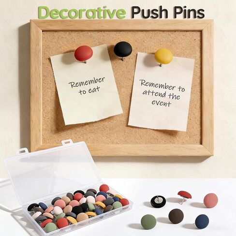 50Pcs Cute Decorative Push Pins for Bulletin Board, Thumb Tacks for Cork Board, Colorful Round Thumbtacks for Home Office Classroom Decor(10 Colors) in Saudi Arabia
