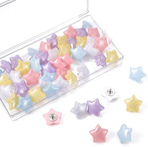 50PCS Star Decorative Push Pins with Storage Box, Colorfu Push Pins for Cork Board, Star Thumbtacks for Hanging, for Bulletin Boards, Wall Decorations, Home Office in Kuwait