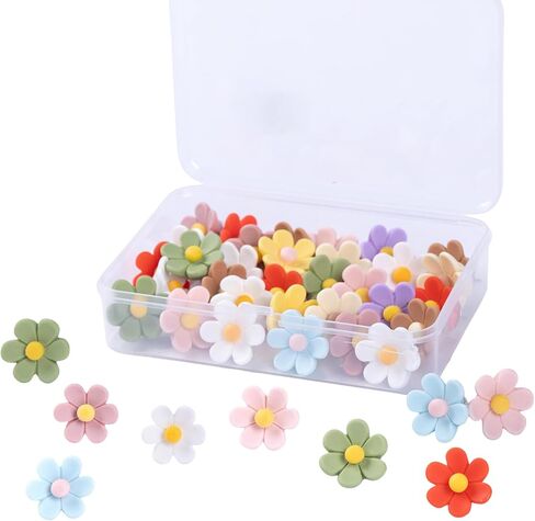 50 Pcs 0.79in*0.71in Cute Pink Push Pins, Decorative Cork Board Pushpins Floret Wall Thumb Tacks, Small Flower Thumb Practical Tacks for Office/Home，DIY Decorations in Saudi Arabia