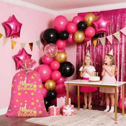 KIDAJOY Extra Large Pink Birthday Gift Bags Girls Pink and Gold 36x56 Inch Jumbo Plastic Gift Bag XL Happy Birthday Themed Kids WoKIDAJOYmen Men Party Favors Decorations Golden Star in Saudi Arabia