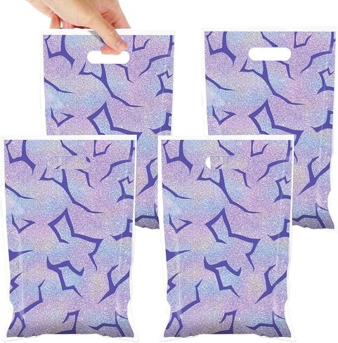 50Pcs Purple Demon party Goodie Bags Demon Birthday Decorations Korean Pop themed Goodie Gift Bags with Handles Purple Energy Pattern Goodie Candy Bag for Rainbow Gradient Music Singer party Decor in Kuwait