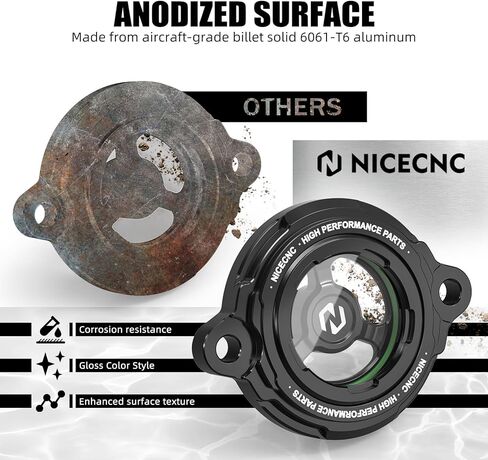 غطاء غطاء فلتر زيت المحرك الألومنيوم NICECNC متوافق مع 690 Enduro/R 2008-2023,790 Adventure/R 2019-2023,890 Adventure/R 2021-2023,450 XC-F 2013-2016، ملحقات Norden 901، أسود، انظر الإعداد in Kuwait