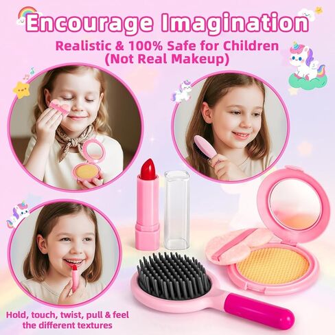 Hohosunlar Play Purse for Girls, Kids Handbag with Pretend Makeup, DIY Unicorn Water Bottle, Princess Toy Phone, Watch, Wallet, Cards, Christmas Birthday Gift for Girls Toddler Ages 3-12 in Saudi Arabia