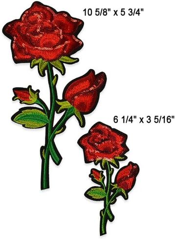 Expo International, Inc 4 Piece LaCara Sequin Rose Iron-On Applique Set | Red Multi | (per Yard) in Saudi Arabia