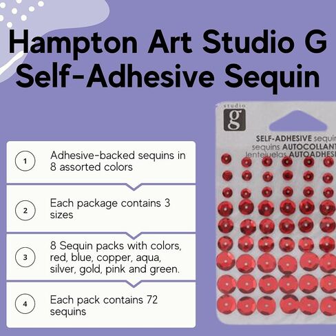 Hampton Art Studio G ترتر ذاتي اللصق 72 حزمة، ألوان متنوعة زخارف حرفية لصنع البطاقات، سجل القصاصات، ديكورات DIY والحرف الورقية in Kuwait
