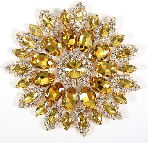 Crystal Glass Rhinestones Decoration for DIY Clothes Shoe Bag Women Accessories Crystal Glass Rhinestone Applique Decoration (Crystal Yellow Gold Base) in Saudi Arabia
