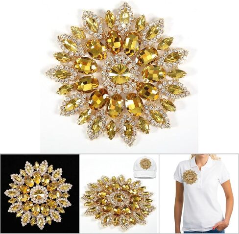 Crystal Glass Rhinestones Decoration for DIY Clothes Shoe Bag Women Accessories Crystal Glass Rhinestone Applique Decoration (Crystal Yellow Gold Base) in Saudi Arabia