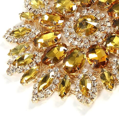 Crystal Glass Rhinestones Decoration for DIY Clothes Shoe Bag Women Accessories Crystal Glass Rhinestone Applique Decoration (Crystal Yellow Gold Base) in Saudi Arabia