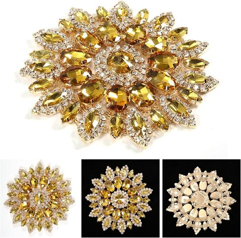 Crystal Glass Rhinestones Decoration for DIY Clothes Shoe Bag Women Accessories Crystal Glass Rhinestone Applique Decoration (Crystal Yellow Gold Base) in Saudi Arabia