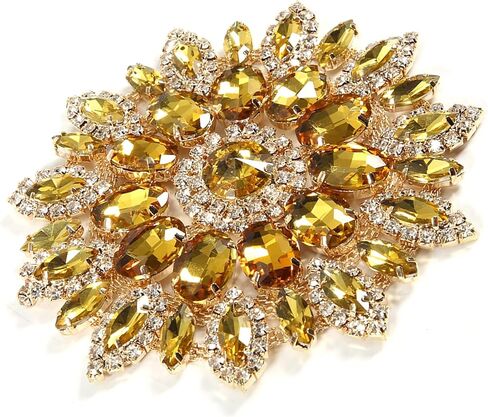 Crystal Glass Rhinestones Decoration for DIY Clothes Shoe Bag Women Accessories Crystal Glass Rhinestone Applique Decoration (Crystal Yellow Gold Base) in Saudi Arabia