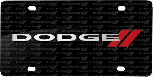 صورة iPick لشعار Dodge 3D على لوحة ترخيص معدنية من الألومنيوم باللون الأسود بنمط الشعار - مرخصة رسميًا in Kuwait