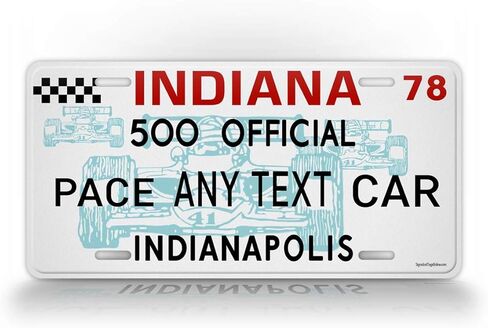 SignsAndTagsOnline لوحة ترخيص سيارة Indy 500 Pace مخصصة عتيقة في Indianapolis 500 Auto Tag in Kuwait
