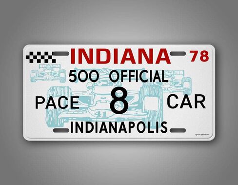 SignsAndTagsOnline لوحة ترخيص سيارة Indy 500 Pace مخصصة عتيقة في Indianapolis 500 Auto Tag in Kuwait