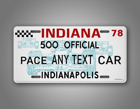 SignsAndTagsOnline لوحة ترخيص سيارة Indy 500 Pace مخصصة عتيقة في Indianapolis 500 Auto Tag in Kuwait