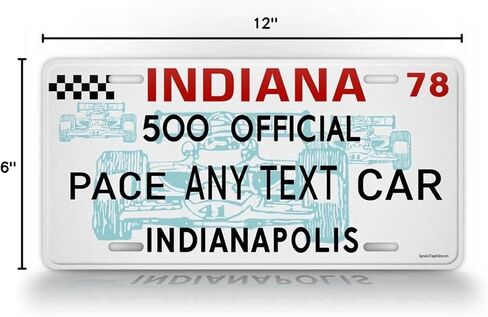 SignsAndTagsOnline لوحة ترخيص سيارة Indy 500 Pace مخصصة عتيقة في Indianapolis 500 Auto Tag in Kuwait