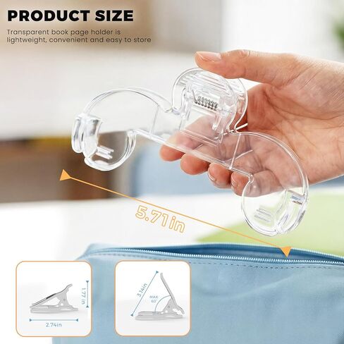 Transparent Book Page Holder for Reading, Large Book Clips to Hold Book Open, Page Holder Clip for Fixing Music Book, Page Marker for Teaching, Cooking in Kuwait