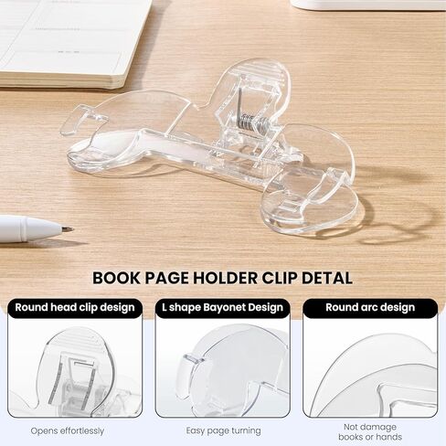 Transparent Book Page Holder for Reading, Large Book Clips to Hold Book Open, Page Holder Clip for Fixing Music Book, Page Marker for Teaching, Cooking in Kuwait