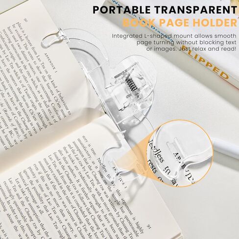 Transparent Book Page Holder for Reading, Large Book Clips to Hold Book Open, Page Holder Clip for Fixing Music Book, Page Marker for Teaching, Cooking in Kuwait