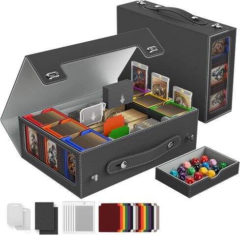 Cortile Commander Deck Box for MTG, Modular 9-in-1 Card Storage Box with 6-Deck Card Case, 2-Row Deck Case and Dice Tray Fits 1400+ Double-sleeved Cards with Alloy Lock for TCG/EDH, Multicolour in Saudi Arabia
