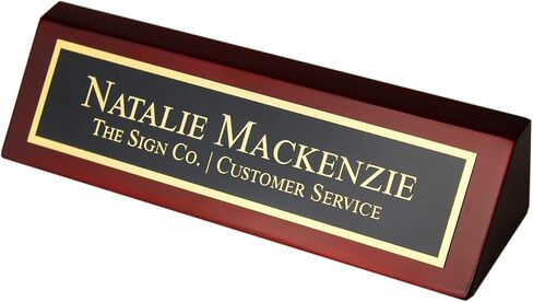 Personalized Office Name Plate for Desk - Engraved Business Desk Name Plate in Rosewood - Includes Engraving in Saudi Arabia
