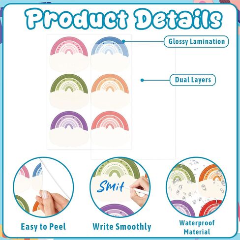 120pcs Rainbow Nameplates Stickers for Classroom, Boho Students Name Labels Stickers, 6 Designs Self-Adhesive Classroom Name Tags for Desk, Locker, Cubby,Back to School Teacher Supplies in Saudi Arabia