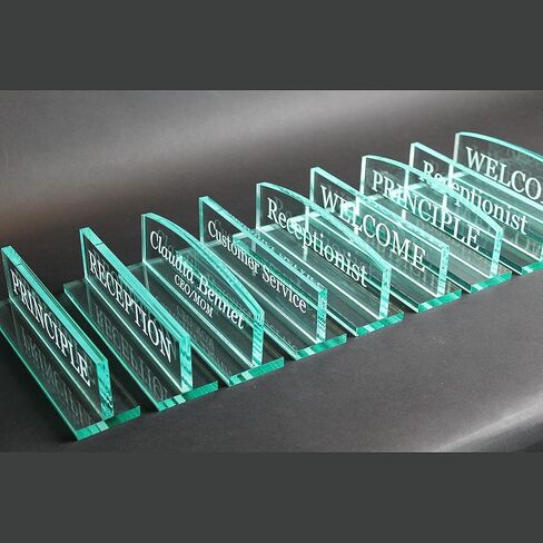 Office Desk Name Plate | Custom Name Plates made from glass-like Acrylic | Personalized Desk Accessory (Round Top) in Saudi Arabia