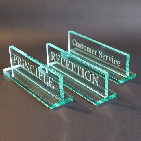 Office Desk Name Plate | Custom Name Plates made from glass-like Acrylic | Personalized Desk Accessory (Round Top) in Saudi Arabia