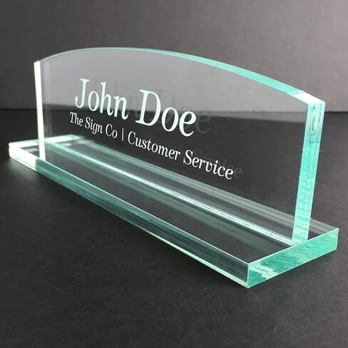 Office Desk Name Plate | Custom Name Plates made from glass-like Acrylic | Personalized Desk Accessory (Round Top) in Saudi Arabia
